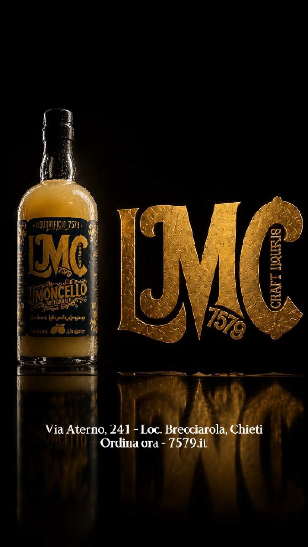 Copertina: bottiglia di limoncello LMC 7579 su fondo nero